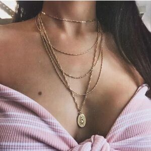 Elegant Gold Layered Necklace Set